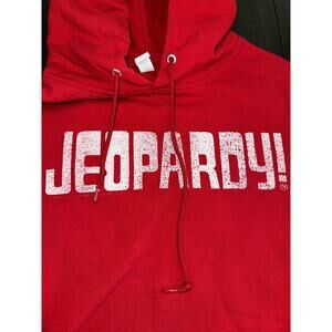Jeopardy! Pull Over Hoodie All Red With White Logo Size Small